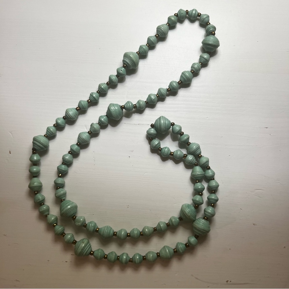 Noonday Collection Mint Paper Bead Necklace